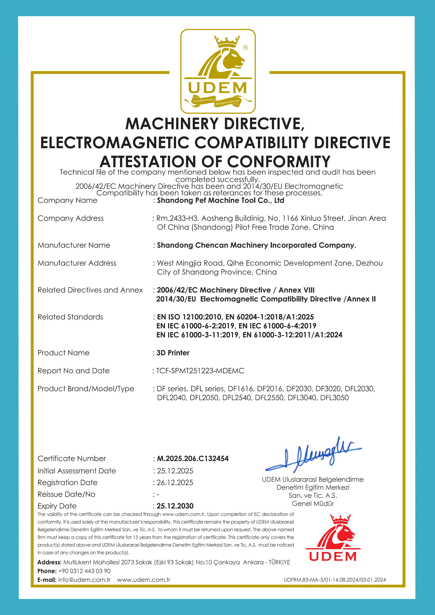 CE Certification Certificate